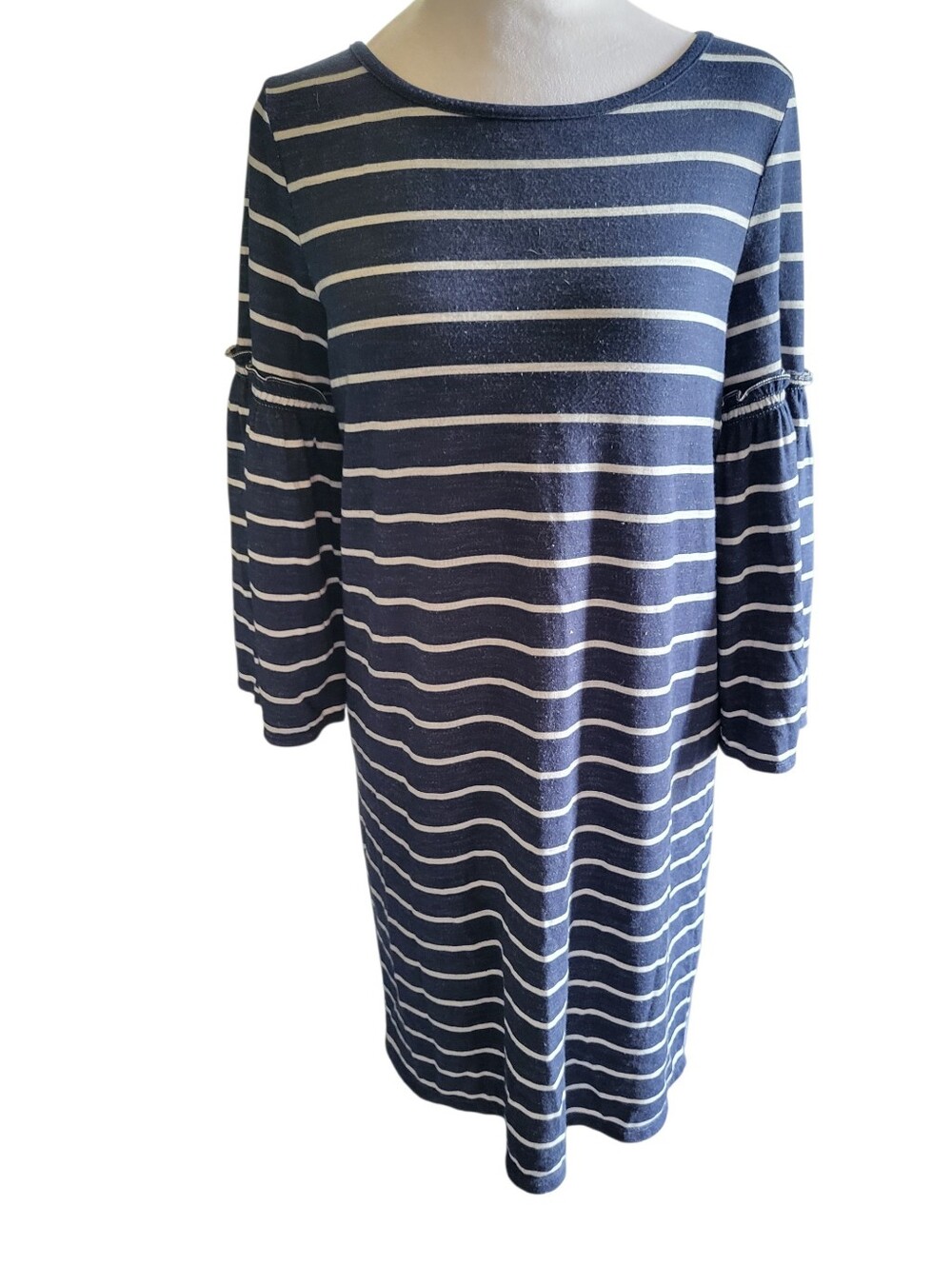 Max Studio Bell Sleeve Dress Blue/White sz XS